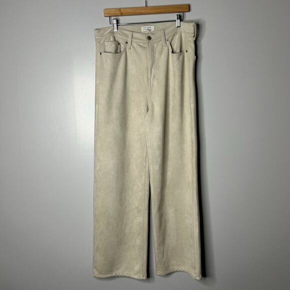 Banana Republic Ultra High Rise Wide Leg Vegan Suede Pants Womens 32 14 Selenite - Picture 2 of 8